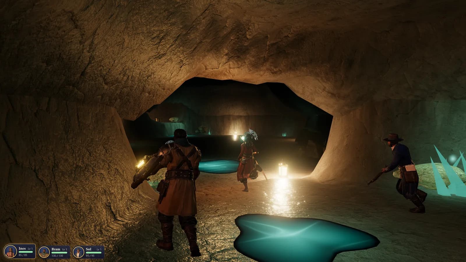The tide caves, lit by pools of glass.