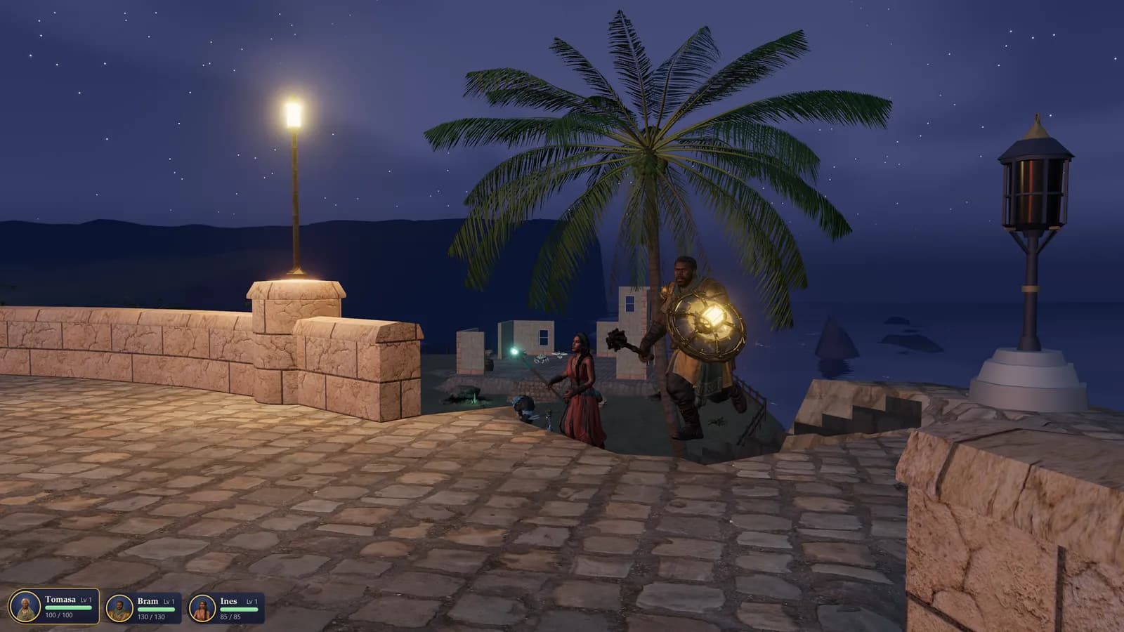 The lamp terrace, by night.